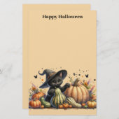Halloween Black Witch's Kitten met pompoenen kaleb Briefpapier (Voorkant / Achterkant)