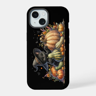 Halloween Black Witch's Kitten met pompoenen kaleb iPhone 15 Case