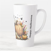 Halloween Black Witch's Kitten met pompoenen kaleb Latte Mok (Rechts)