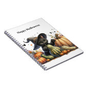Halloween Black Witch's Kitten met pompoenen kaleb Notitieboek (Rechterzijde)