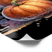 Halloween Black Witch's Kitten met pompoenen kaleb Perfect Poster (Hoek)