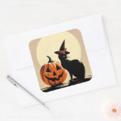 Halloween Black Witchy Cat en Pumpkin Sticker (Envelop)