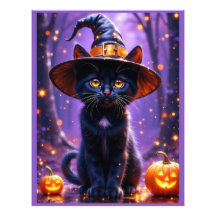 Halloween Black Witchy Cat