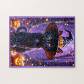Halloween Black Witchy Cat Legpuzzel (Horizontaal)