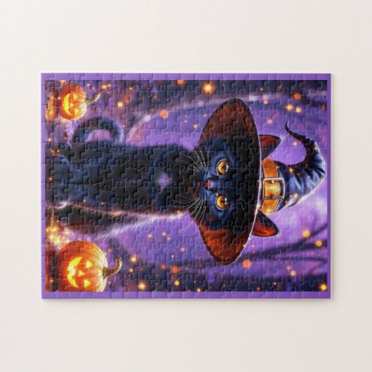 Halloween Black Witchy Cat Legpuzzel (Horizontaal)