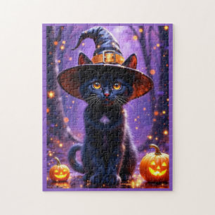Halloween Black Witchy Cat Legpuzzel