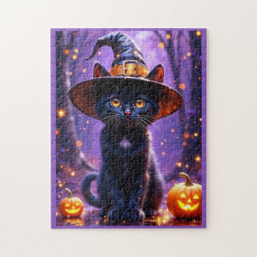 Halloween Black Witchy Cat Legpuzzel (Verticaal)