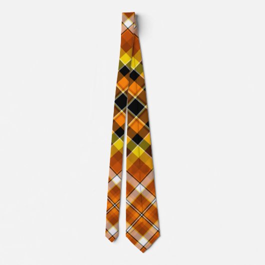 Halloween Black, Yellow, Orange & White Plaid Stropdas (Achterkant)