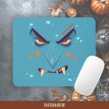 Halloween Blau Chagrijnige Vampier Muismat