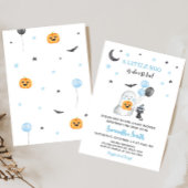 Halloween blauw een klein boe Baby shower Kaart