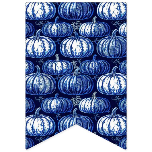 Halloween Blauwe en Witte Pompoen Vlaggetjes (Tweede vlag)