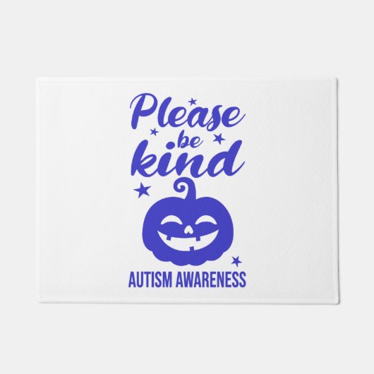 Halloween Blauwe Pompoen Autisim Bewustzijn Deurmat (Voorkant)