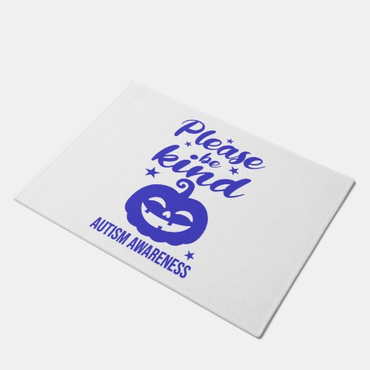 Halloween Blauwe Pompoen Autisim Bewustzijn Deurmat (Schuin)