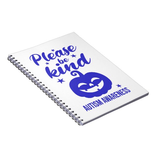 Halloween Blauwe Pompoen Autisim Bewustzijn Notitieboek (Rechterzijde)