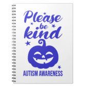 Halloween Blauwe Pompoen Autisim Bewustzijn Notitieboek (Voorkant)