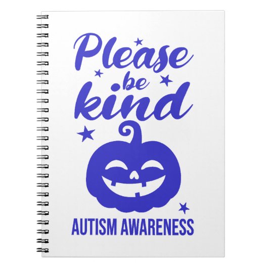 Halloween Blauwe Pompoen Autisim Bewustzijn Notitieboek (Voorkant)