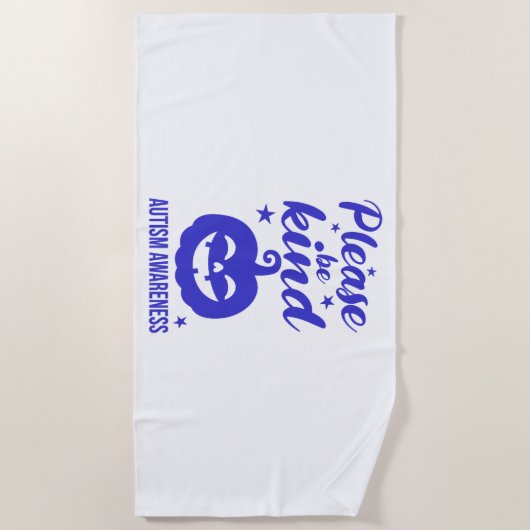 Halloween Blauwe Pompoen Autisim Bewustzijn Strandlaken (Voorkant)