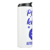 Halloween Blauwe Pompoen Autisim Bewustzijn Thermosbeker (Gedraaid links)