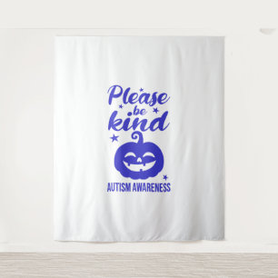 Halloween Blauwe Pompoen Autisim Bewustzijn Wandkleed
