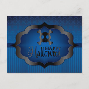 Halloween blauwe schedel briefkaart