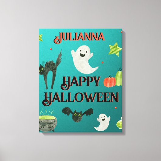 Halloween Blauwgroen en groen Canvas Afdruk (Voorkant)