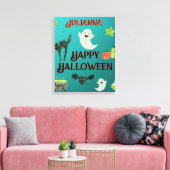 Halloween Blauwgroen en groen Canvas Afdruk (Insitu (Woonkamer))