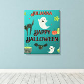 Halloween Blauwgroen en groen Canvas Afdruk (Insitu (Houten vloer))