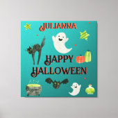 Halloween Blauwgroen en groen Canvas Afdruk (Voorkant)