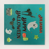 Halloween Blauwgroen en groen Legpuzzel (Horizontaal)