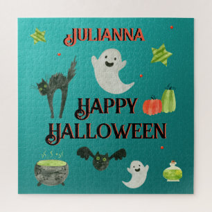 Halloween Blauwgroen en groen Legpuzzel