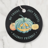 Halloween Blauwgroen pompoen Allergy-vriendelijke Bedankjes Labels (Voorkant)