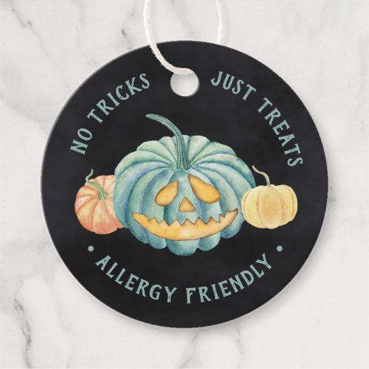 Halloween Blauwgroen pompoen Allergy-vriendelijke  Bedankjes Labels (Voorkant)