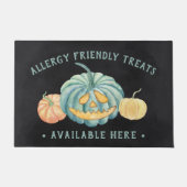 Halloween Blauwgroen pompoen Allergy-vriendelijke Deurmat (Voorkant)
