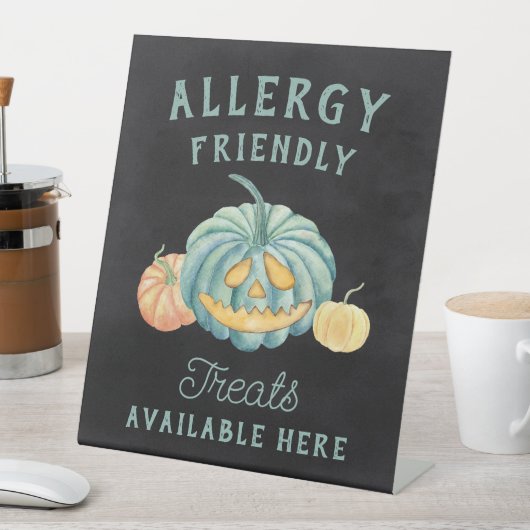 Halloween Blauwgroen pompoen Allergy-vriendelijke  Reclamebord Met Voetstuk (Insitu)