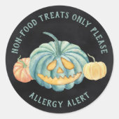 Halloween Blauwgroen Pumpkin Allergy Alert Ronde Sticker (Voorkant)