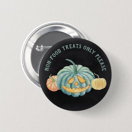 Halloween Blauwgroen Pumpkin Allergy Awareness Ronde Button 5,7 Cm (Voorkant /achterkant)