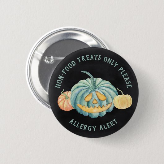 Halloween Blauwgroen Pumpkin Allergy Awareness Ronde Button 5,7 Cm (Voorkant /achterkant)