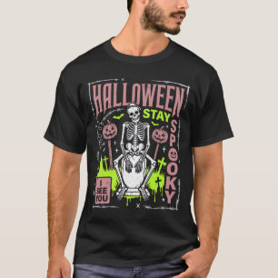 Halloween Blijf Spooky Skelet Kerkhof Grafisch T-shirt