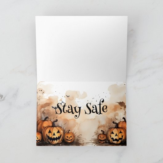 Halloween blijf veilig bedankkaart (Binnen)