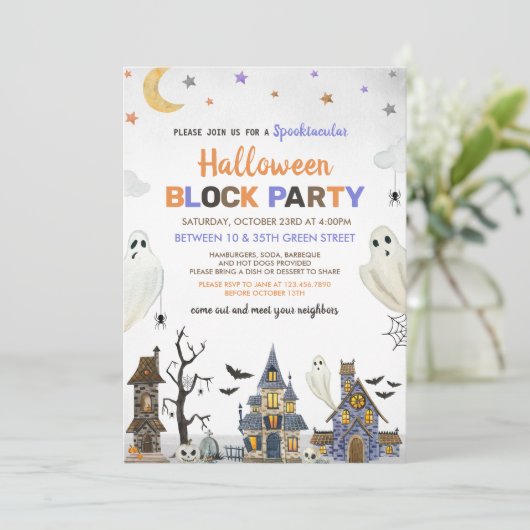 Halloween Block Party Kaart (Staand voorkant)