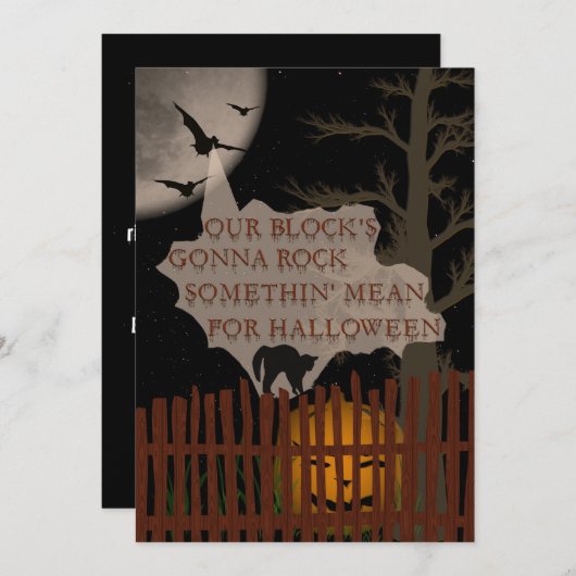 Halloween Block Party Kaart (Voorkant / Achterkant)