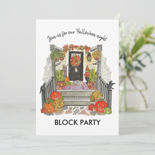 Halloween Block Party Kaart (Staand voorkant)