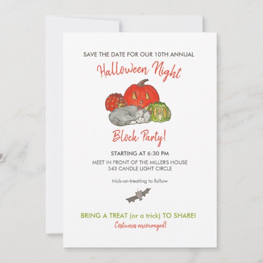 Halloween Block Party Kaart (Achterkant)