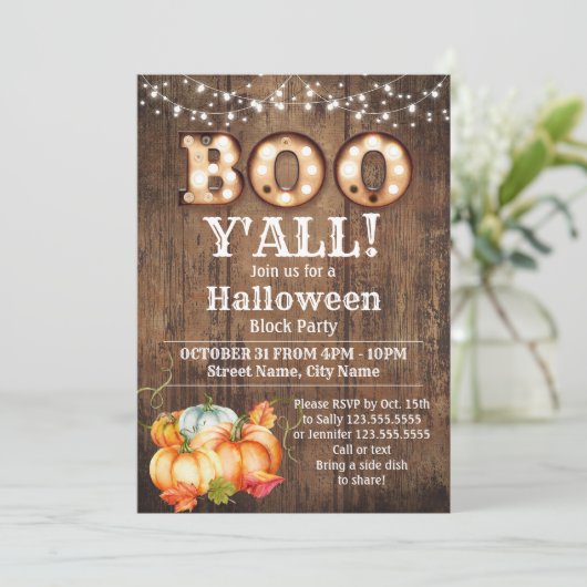 Halloween Block Party Pompoen Herfst Rustiek Kaart (Staand voorkant)