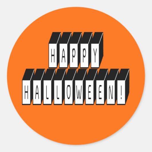 Halloween Block Text Ronde Sticker (Voorkant)
