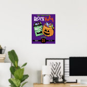 Halloween blockparty thema evenement stamper of be poster (Thuiskantoor)