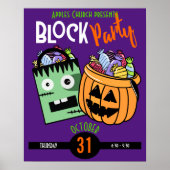 Halloween blockparty thema evenement stamper of be poster (Voorkant)