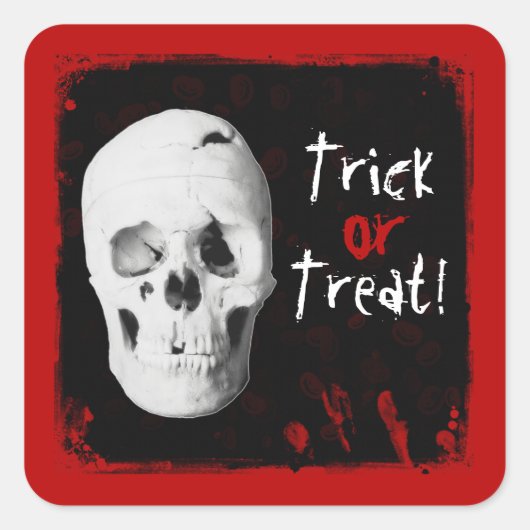Halloween Bloed en Schedel Trick or treat Sticker (Voorkant)
