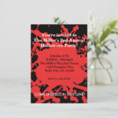 Halloween Bloed op Black Horror Party Uitnodiging (Staand voorkant)