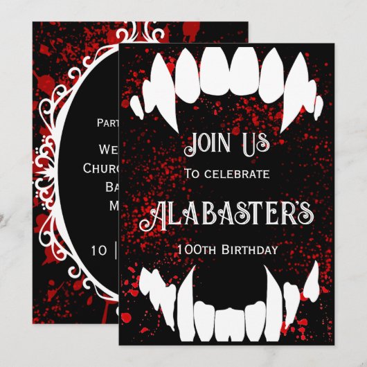 Halloween Bloed Vampier Verjaardag Uitnodigingen (Voorkant / Achterkant)
